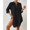 imageBsubseach Swimsuit Coverup for Women 2025 Button Down Linen Beach Shirt Dress Bathing Suit Cover Ups Cruise OutfitsBlack