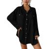 imageBsubseach Swimsuit Coverup for Women 2025 Button Down Linen Beach Shirt Dress Bathing Suit Cover Ups Cruise OutfitsBlack2