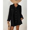 imageBsubseach Swimsuit Coverup for Women 2025 Button Down Linen Beach Shirt Dress Bathing Suit Cover Ups Cruise OutfitsBlack2