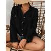 imageBsubseach Swimsuit Coverup for Women 2025 Button Down Linen Beach Shirt Dress Bathing Suit Cover Ups Cruise OutfitsBlack2