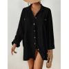 imageBsubseach Swimsuit Coverup for Women 2025 Button Down Linen Beach Shirt Dress Bathing Suit Cover Ups Cruise OutfitsBlack2