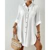 imageBsubseach Swimsuit Coverup for Women 2025 Button Down Linen Beach Shirt Dress Bathing Suit Cover Ups Cruise OutfitsWhite