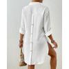 imageBsubseach Swimsuit Coverup for Women 2025 Button Down Linen Beach Shirt Dress Bathing Suit Cover Ups Cruise OutfitsWhite