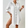 imageBsubseach Swimsuit Coverup for Women 2025 Button Down Linen Beach Shirt Dress Bathing Suit Cover Ups Cruise OutfitsWhite
