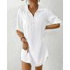 imageBsubseach Swimsuit Coverup for Women 34 Sleeve Bathing Suit Cover Up Polo Shirt Beach Dress Vacation OutfitsWhite