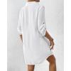 imageBsubseach Swimsuit Coverup for Women 34 Sleeve Bathing Suit Cover Up Polo Shirt Beach Dress Vacation OutfitsWhite