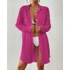 imageBsubseach Swimsuit Coverup for Women Button Down Beach Cover Ups Long Sleeve Shirt Dress Modern Blouse TopRose Red