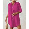 imageBsubseach Swimsuit Coverup for Women Button Down Beach Cover Ups Long Sleeve Shirt Dress Modern Blouse TopRose Red