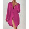 imageBsubseach Swimsuit Coverup for Women Button Down Beach Cover Ups Long Sleeve Shirt Dress Modern Blouse TopRose Red