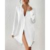 imageBsubseach Swimsuit Coverup for Women Button Down Beach Cover Ups Long Sleeve Shirt Dress Modern Blouse TopWhite