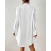 imageBsubseach Swimsuit Coverup for Women Button Down Beach Cover Ups Long Sleeve Shirt Dress Modern Blouse TopWhite