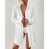 imageBsubseach Swimsuit Coverup for Women Button Down Beach Cover Ups Long Sleeve Shirt Dress Modern Blouse TopWhite