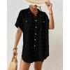 imageBsubseach Swimsuit Coverup for Women Button Down Beach Shirt Swiss Dot Bathing Suit Cover Up Blouse with PocketsBlack