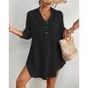 imageBsubseach Swimsuit Coverup for Women Long Sleeve Bathing Suit Cover Up for Swimwear Button Down Beach Shirt DressesBlack