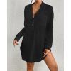 imageBsubseach Swimsuit Coverup for Women Long Sleeve Bathing Suit Cover Up for Swimwear Button Down Beach Shirt DressesBlack