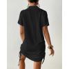 imageBsubseach Swimsuit Coverup for Women V Neck Bathing Suit Cover Up Short Sleeve Bikini Dress Shirt With PocketsBlack
