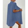 imageBsubseach Swimsuit Coverup for Women V Neck Bathing Suit Cover Up Short Sleeve Causal Bikini Button Down ShirtBlue