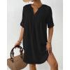 imageBsubseach Swimsuit Coverup for Women VNeck Bathing Suit Cover Up Summer Causal Short Sleeve Beach DressBlack