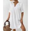 imageBsubseach Swimsuit Coverup for Women VNeck Bathing Suit Cover Up Summer Causal Short Sleeve Beach DressWhite