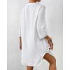 imageBsubseach Swimsuit Coverup for Women VNeck Bathing Suit Cover Up Summer Causal Short Sleeve Beach DressWhite