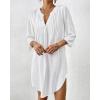 imageBsubseach Swimsuit Coverup for Women VNeck Bathing Suit Cover Up Summer Causal Short Sleeve Beach DressWhite