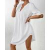 imageBsubseach Swimsuit Coverup for Women VNeck Bathing Suit Cover Up Summer Causal Short Sleeve Beach DressWhite