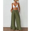 imageBsubseach Wide Leg Pants Woman High Waist Palazzo Pants Flowy Casual Trousers Beach Vacation OutfitsArmy Green