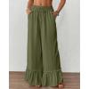 imageBsubseach Wide Leg Pants Woman High Waist Palazzo Pants Flowy Casual Trousers Beach Vacation OutfitsArmy Green