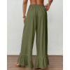 imageBsubseach Wide Leg Pants Woman High Waist Palazzo Pants Flowy Casual Trousers Beach Vacation OutfitsArmy Green