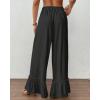 imageBsubseach Wide Leg Pants Woman High Waist Palazzo Pants Flowy Casual Trousers Beach Vacation OutfitsBlack
