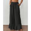 imageBsubseach Wide Leg Pants Woman High Waist Palazzo Pants Flowy Casual Trousers Beach Vacation OutfitsBlack