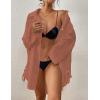 imageBsubseach Women Button Down Beach Shirt Cover Up for Swimwear Blouse TopsPbrick Red