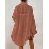 imageBsubseach Women Button Down Beach Shirt Cover Up for Swimwear Blouse TopsPbrick Red