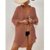 imageBsubseach Women Button Down Beach Shirt Cover Up for Swimwear Blouse TopsPbrick Red