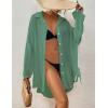 imageBsubseach Women Button Down Beach Shirt Cover Up for Swimwear Blouse TopsPgreen