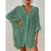 imageBsubseach Women Button Down Beach Shirt Cover Up for Swimwear Blouse TopsPgreen