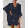 imageBsubseach Women Button Down Beach Shirt Cover Up for Swimwear Blouse TopsPink Blue
