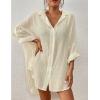 imageBsubseach Women Button Down Beach Shirt Cover Up for Swimwear Blouse TopsPivory White