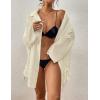 imageBsubseach Women Button Down Beach Shirt Cover Up for Swimwear Blouse TopsPivory White