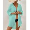 imageBsubseach Women Button Down Beach Shirt Cover Up for Swimwear Blouse TopsPlight Cyan