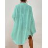 imageBsubseach Women Button Down Beach Shirt Cover Up for Swimwear Blouse TopsPlight Cyan