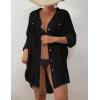 imageBsubseach Women Button Down Beach Shirt Cover Up for Swimwear Blouse TopsWithout Tieblack