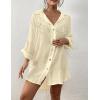 imageBsubseach Women Button Down Beach Shirt Cover Up for Swimwear Blouse TopsWithout Tieivory White