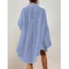 imageBsubseach Women Button Down Beach Shirt Cover Up for Swimwear Blouse TopsWithout Tielight Blue