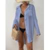 imageBsubseach Women Button Down Beach Shirt Cover Up for Swimwear Blouse TopsWithout Tielight Blue