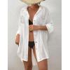 imageBsubseach Women Button Down Beach Shirt Cover Up for Swimwear Blouse TopsWithout Tiewhite