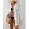 imageBsubseach Women Button Down Beach Shirt Cover Up for Swimwear Blouse TopsWithout Tiewhite