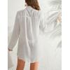 imageBsubseach Women Button Down Rolled Cuffed Long Sleeve Shirt Side Slit Collared Blouses with Pockets Oversized Rayon TopsWhite1