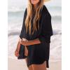 imageBsubseach Women Long Sleeve Beach Shirt Blouses Bathing Suit Cover Up Button Down CollarBlack