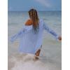 imageBsubseach Women Long Sleeve Beach Shirt Blouses Bathing Suit Cover Up Button Down CollarG Cyan